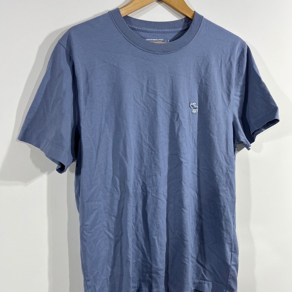 Abercrombie & Fitch Preppy Coastal Old Money Slim Tee Mens Large Blue Cotton Y2K